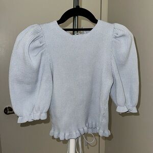 Light Blue Knit Short Sleeve Sweater